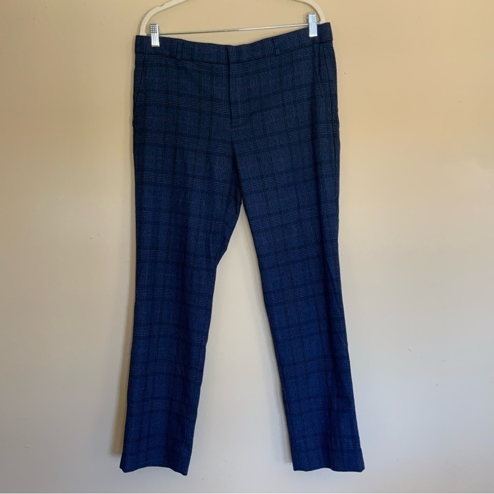 Banana Republic Ryan cut blue plaid trousers